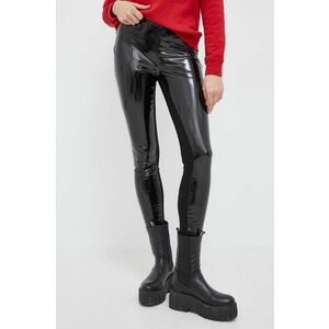 Karl Lagerfeld pantaloni din latex culoarea negru, mulata, high waist imagine