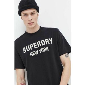 Superdry tricou din bumbac barbati, culoarea negru, cu imprimeu imagine