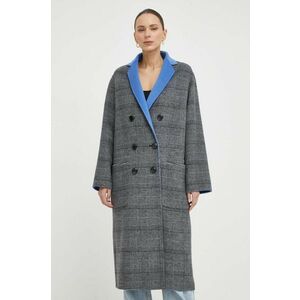 Palton din lana cu model cu doua randuri de nasturi imagine