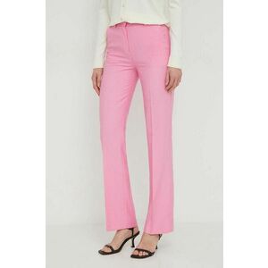 United Colors of Benetton pantaloni femei, culoarea roz, drept, high waist imagine