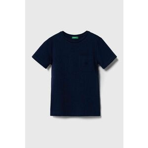United Colors of Benetton tricou de bumbac pentru copii culoarea albastru marin, neted imagine