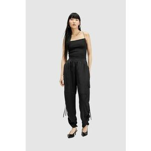 AllSaints pantaloni femei, culoarea negru, lat, high waist imagine