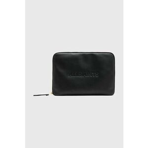 AllSaints husă laptop din piele Saff Lea culoarea negru imagine