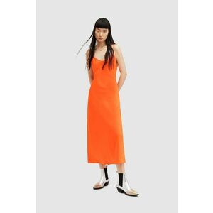 AllSaints rochie Bryony culoarea portocaliu, midi, drept imagine