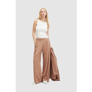AllSaints pantaloni ALEIDA femei, culoarea maro, lat, high waist imagine