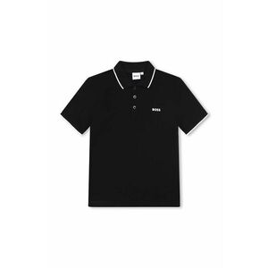 BOSS tricouri polo din bumbac pentru copii culoarea negru, cu imprimeu imagine