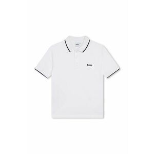 BOSS tricouri polo din bumbac pentru copii culoarea alb, cu imprimeu imagine