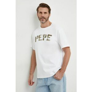 Pepe Jeans tricou din bumbac barbati, culoarea alb, cu imprimeu imagine