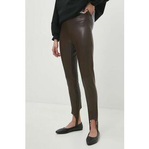 Answear Lab pantaloni femei, culoarea maro, mulata, high waist imagine