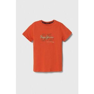 Pepe Jeans tricou de bumbac pentru copii RICHARD culoarea portocaliu, cu imprimeu imagine