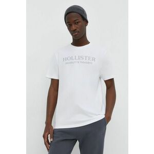 Hollister Co. tricou din bumbac barbati, culoarea alb, cu imprimeu imagine
