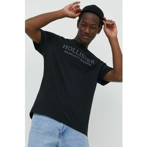 Hollister Co. tricou din bumbac barbati, culoarea negru, cu imprimeu imagine
