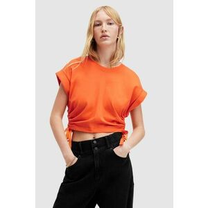 AllSaints bluza din bumbac MIRA culoarea portocaliu, neted imagine