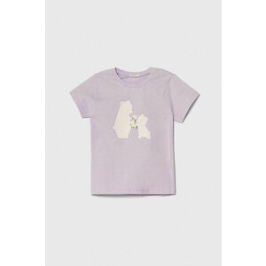 United Colors of Benetton tricou din bumbac pentru bebelusi culoarea violet, modelator imagine