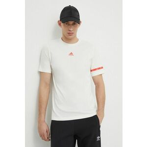 adidas tricou din bumbac bărbați, culoarea bej, uni IS2870 imagine