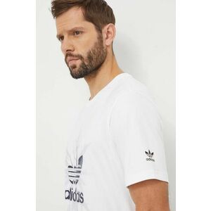 adidas Originals tricou din bumbac bărbați, culoarea alb, cu imprimeu IR9438 imagine