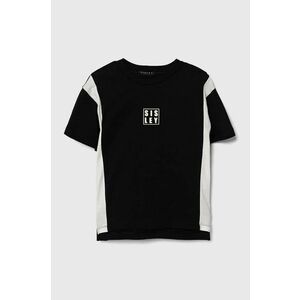 Sisley tricou de bumbac pentru copii culoarea negru, cu imprimeu imagine