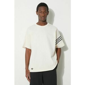 adidas Originals tricou din bumbac bărbați, culoarea bej, cu imprimeu IV5354 imagine