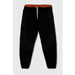 Sisley pantaloni de trening din bumbac pentru copii culoarea negru, neted imagine
