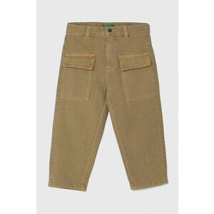 United Colors of Benetton pantaloni de bumbac pentru copii culoarea bej, neted imagine