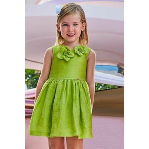 Mayoral rochie cu amestec de in pentru copii culoarea verde, mini, evazati imagine