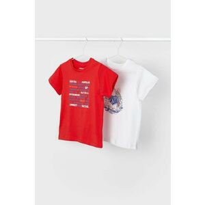 Mayoral tricou de bumbac pentru copii 2-pack culoarea rosu, cu imprimeu imagine