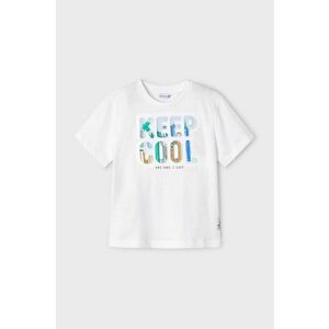 Mayoral tricou de bumbac pentru copii culoarea alb, cu imprimeu imagine