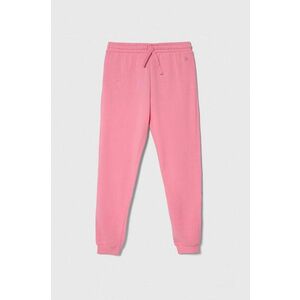 United Colors of Benetton pantaloni de trening din bumbac pentru copii culoarea roz, neted imagine
