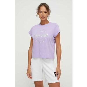 Dkny tricou din bumbac femei, culoarea violet imagine