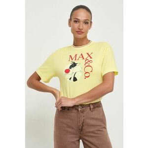 MAX&Co. tricou din bumbac x CHUFY femei, culoarea galben 2418970000000 imagine