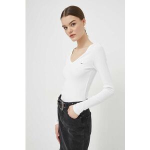 Tommy Jeans longsleeve femei, culoarea alb DW0DW17990 imagine