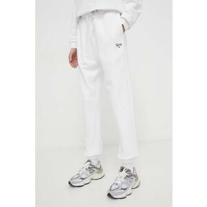 Tommy Jeans pantaloni de trening din bumbac culoarea alb, uni DW0DW17771 imagine