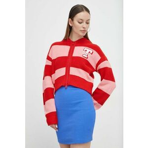 Tommy Jeans cardigan femei, culoarea roșu DW0DW17760 imagine