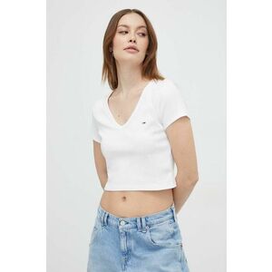 Tommy Jeans tricou femei, culoarea alb DW0DW17384 imagine