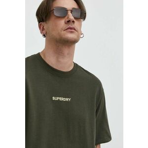 Superdry tricou din bumbac barbati, culoarea verde, cu imprimeu imagine