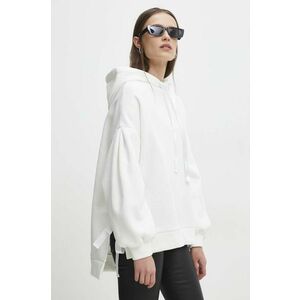 Answear Lab bluza femei, culoarea alb, cu glugă, neted imagine