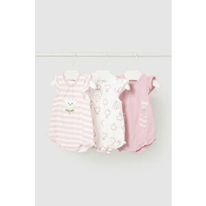 Mayoral Newborn body bebe 3-pack culoarea roz, cu imprimeu imagine