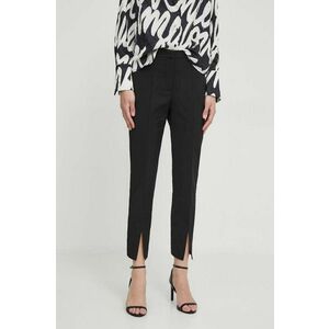Sisley pantaloni femei, culoarea negru, mulata, high waist imagine