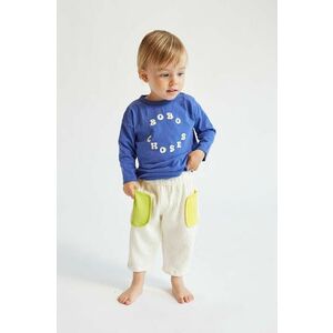 Bobo Choses pantaloni din bumbac pentru bebeluși culoarea bej, modelator imagine