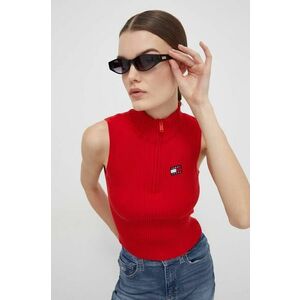 Tommy Jeans top femei, culoarea roșu, cu turtleneck DW0DW17754 imagine