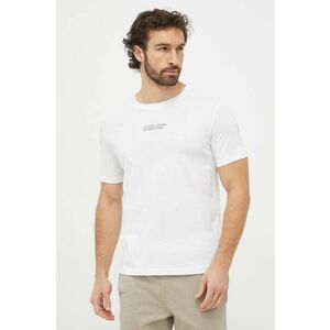 United Colors of Benetton tricou din bumbac barbati, culoarea alb, cu imprimeu imagine