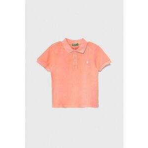 United Colors of Benetton tricouri polo din bumbac pentru copii culoarea roz, cu imprimeu imagine