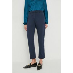 United Colors of Benetton pantaloni femei, culoarea albastru marin, drept, high waist imagine