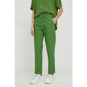 United Colors of Benetton pantaloni femei, culoarea verde, drept, high waist imagine