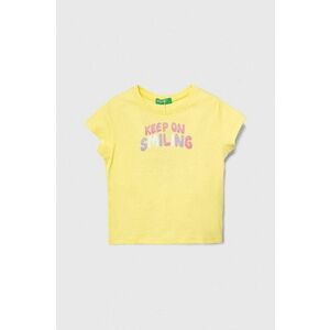 United Colors of Benetton tricou de bumbac pentru copii culoarea galben imagine