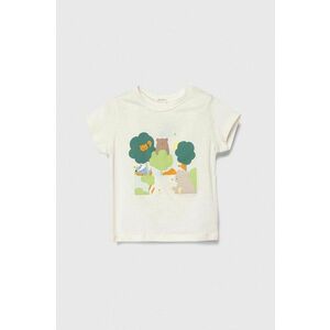 United Colors of Benetton tricou din bumbac pentru bebelusi culoarea bej, cu imprimeu imagine