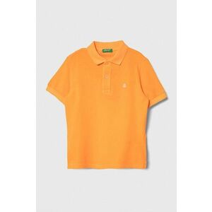 United Colors of Benetton tricouri polo din bumbac pentru copii culoarea portocaliu, neted imagine