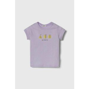 United Colors of Benetton tricou din bumbac pentru bebelusi culoarea violet imagine