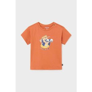 Mayoral tricou din bumbac pentru bebelusi culoarea portocaliu, cu imprimeu imagine
