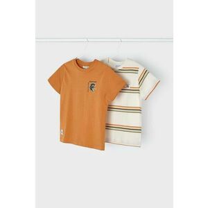 Mayoral tricou de bumbac pentru copii 2-pack culoarea portocaliu, modelator imagine